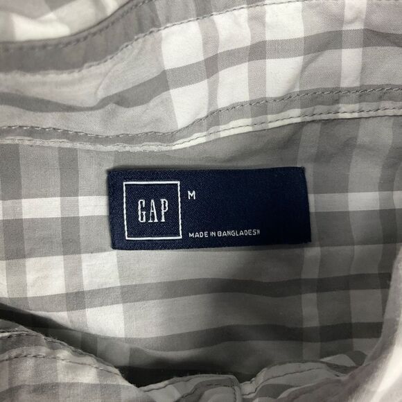 GAP Mens Cotton Button Up Shirt Plaid Long Sleeve Business Casual Top Medium - Picture 4 of 12